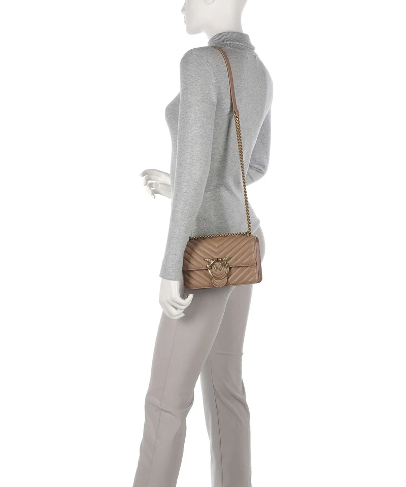 Pinko Love One Mini Schultertasche biscotto zenzero/antique gold