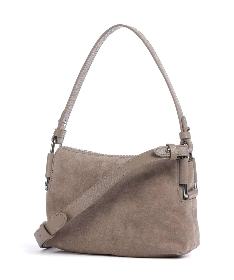 Coccinelle Rebekka Suede Schultertasche warm taupe