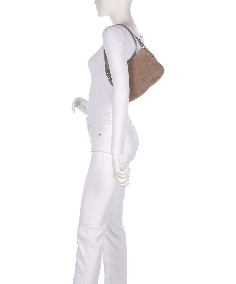 Coccinelle Rebekka Suede Schultertasche warm taupe