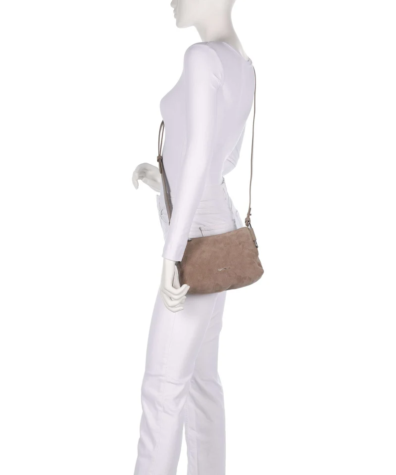 Coccinelle Rebekka Suede Schultertasche warm taupe
