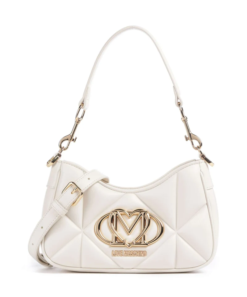 Love Moschino Embossed Q Schultertasche ivory