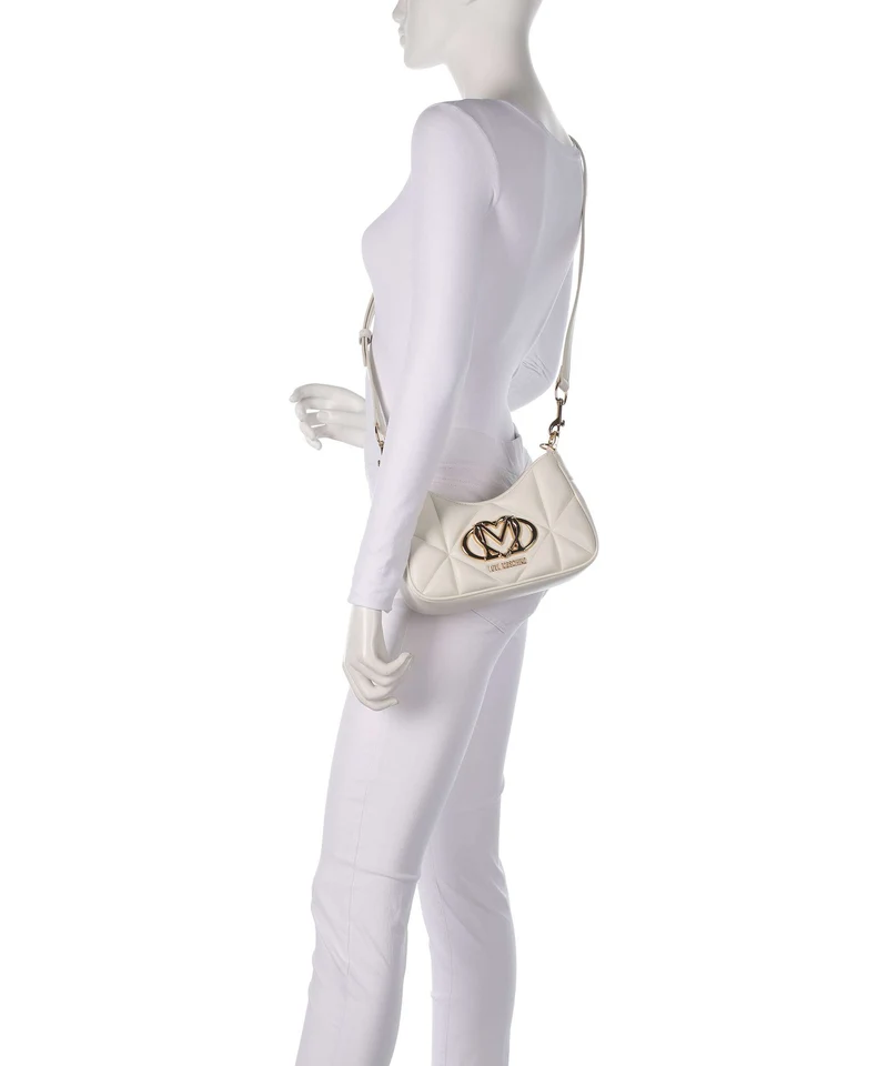 Love Moschino Embossed Q Schultertasche ivory