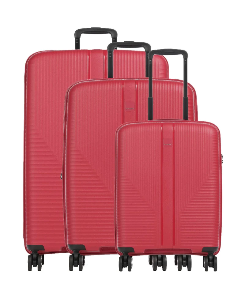Travelite Air Stripe 4-Rollen Trolley Set red