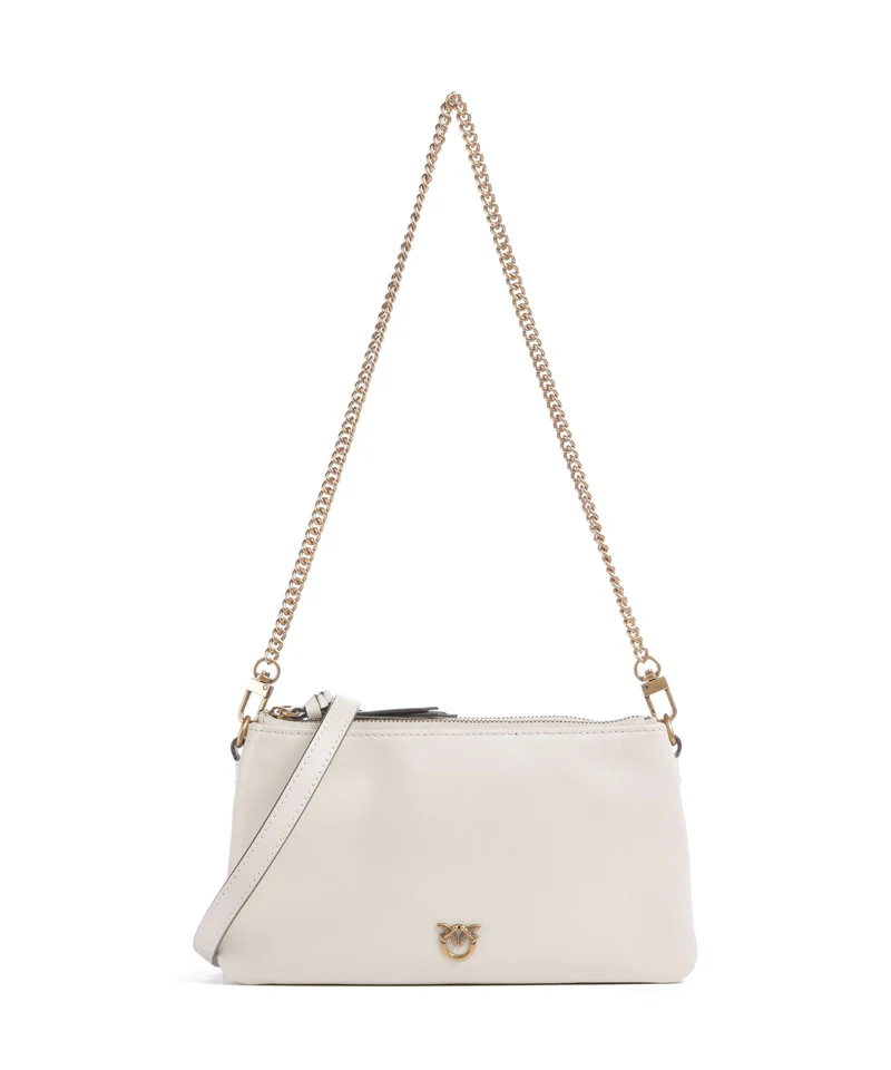 Pinko Double Mini Schultertasche bianco seta/antique gold