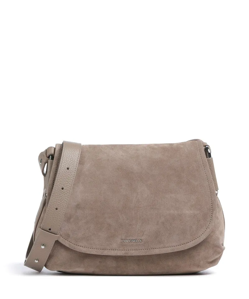 Coccinelle Rebekka Suede Schultertasche warm taupe