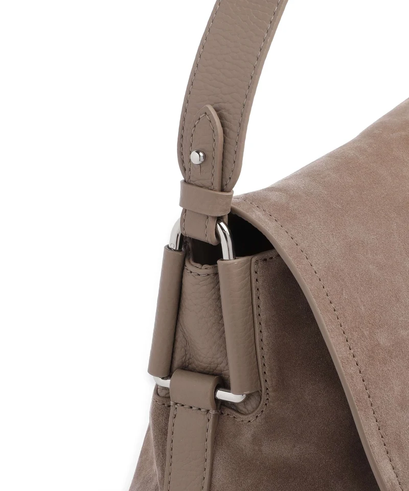 Coccinelle Rebekka Suede Schultertasche warm taupe