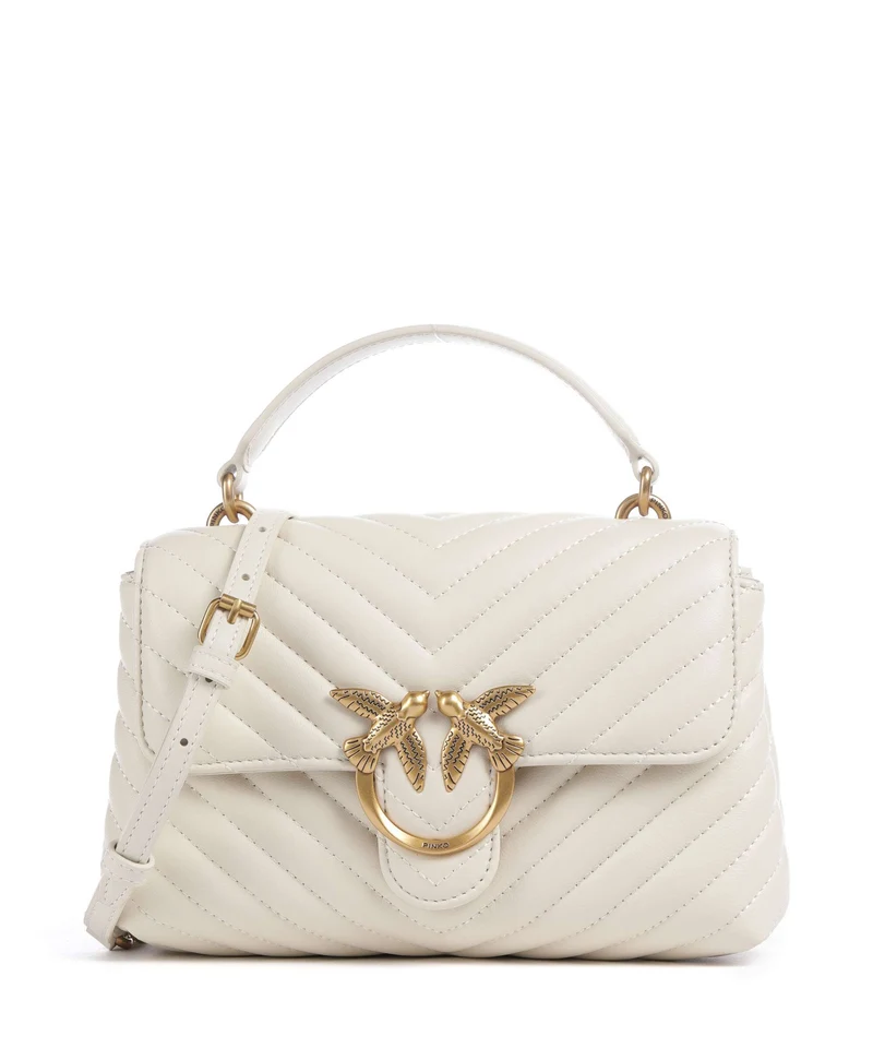 Pinko Love Lady Puff Mini Handtasche bianco seta/antique gold
