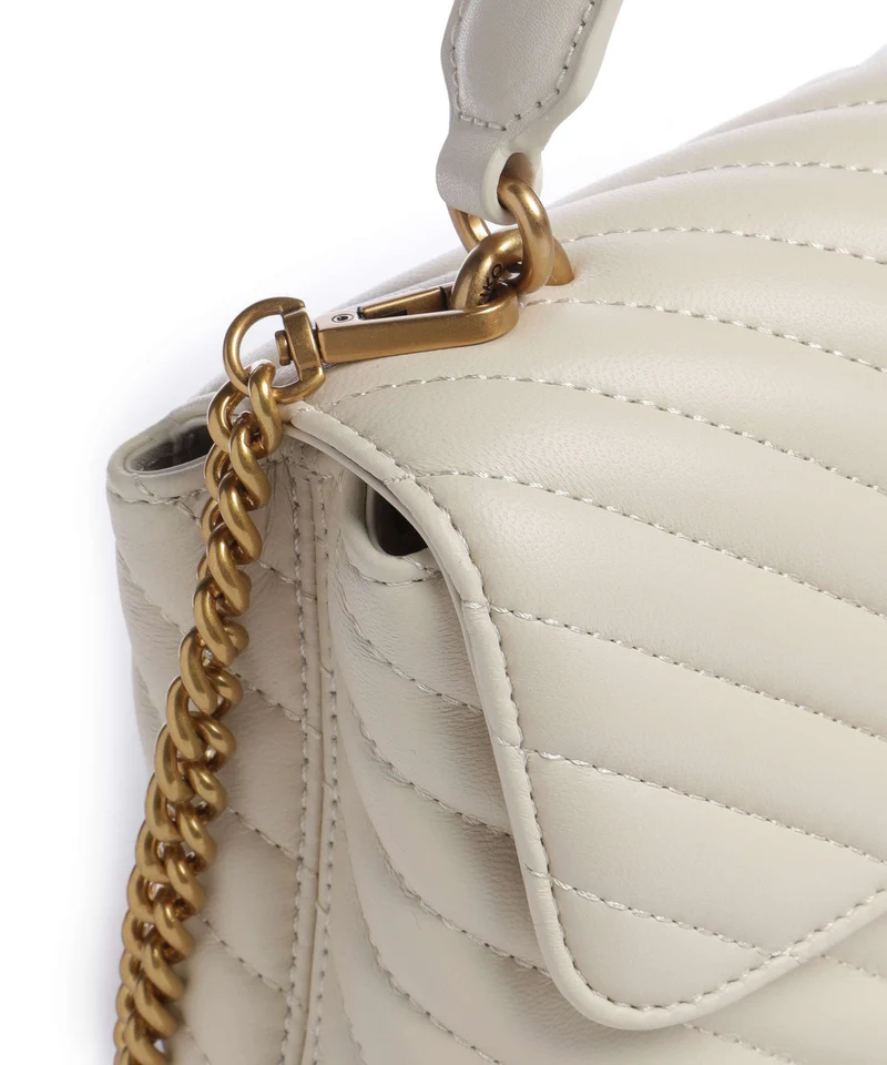 Pinko Love Lady Puff Mini Handtasche bianco seta/antique gold