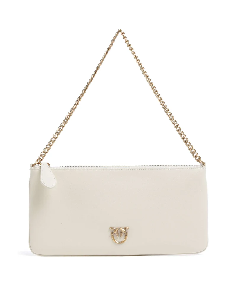Pinko Flat Horizontal Schultertasche bianco seta/antique gold